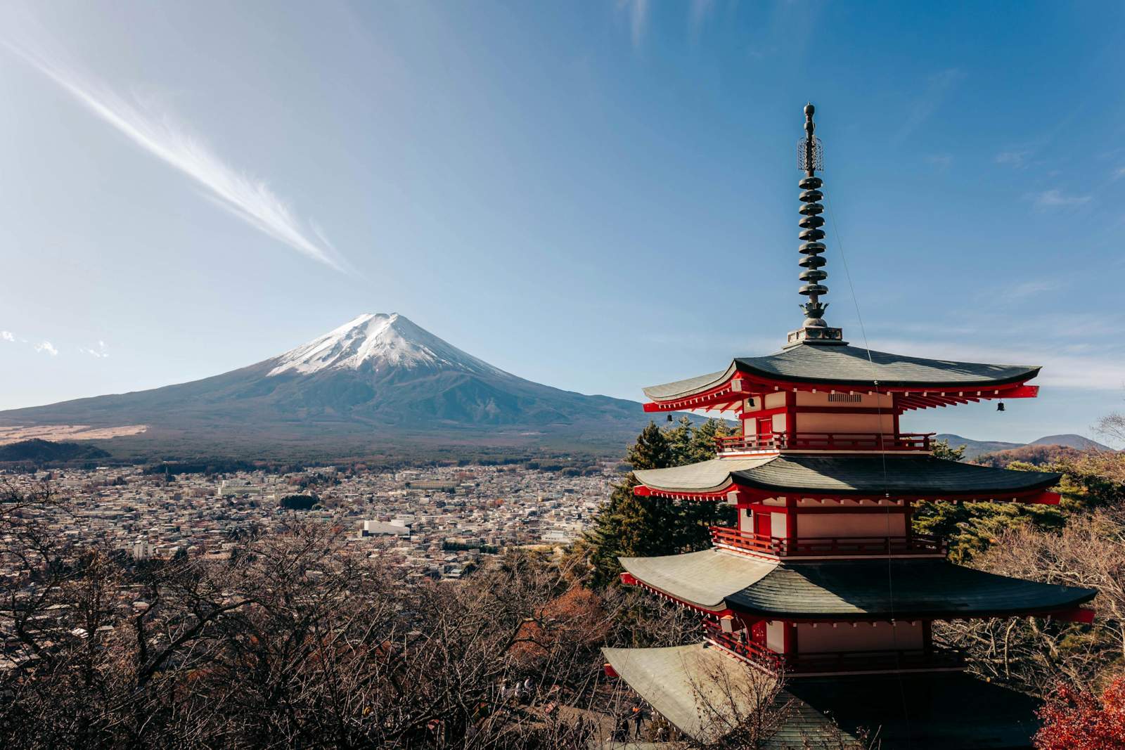 Stunning View of Mount Fuji with Pagoda in Japan