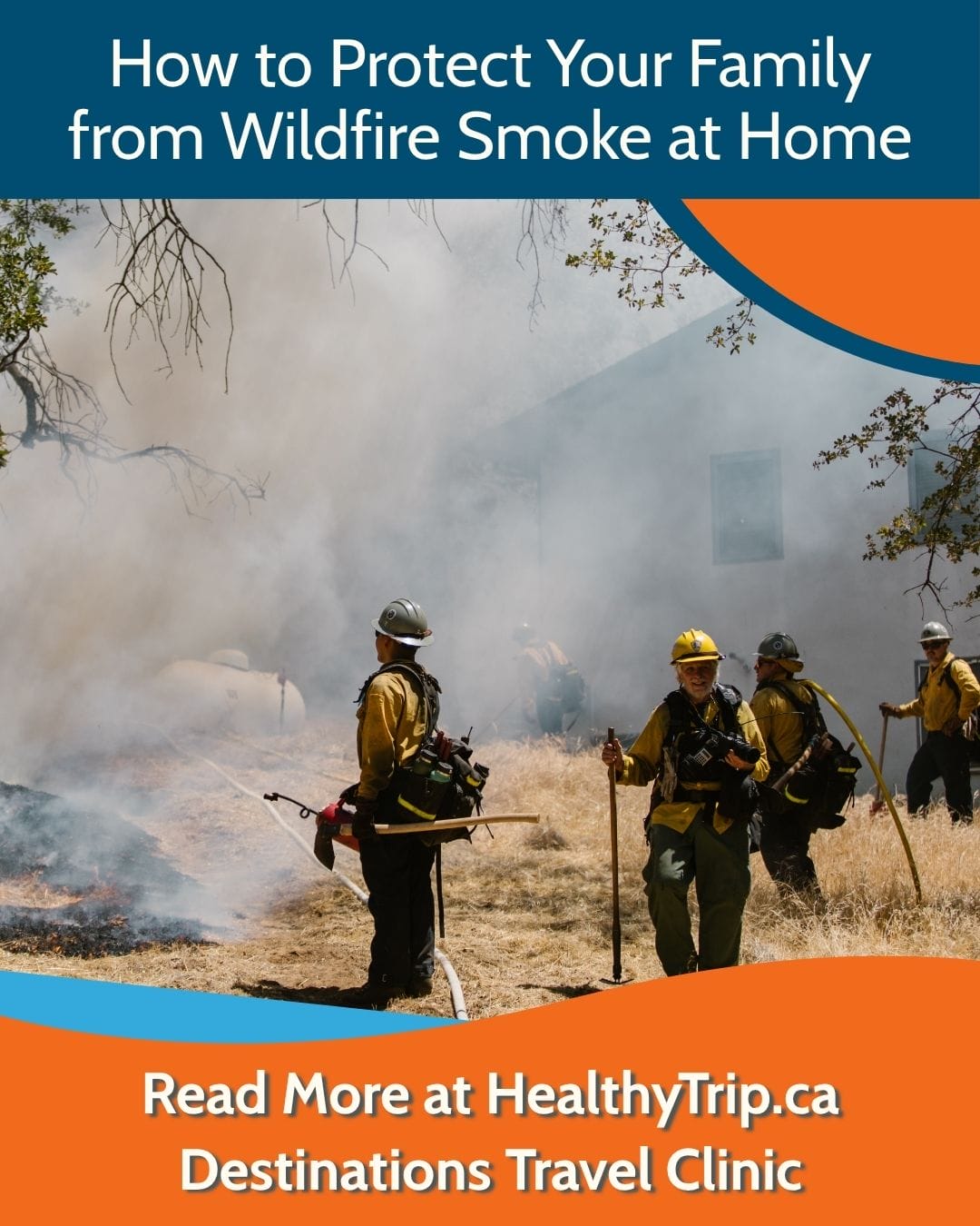 wildfire smoke in a rural area